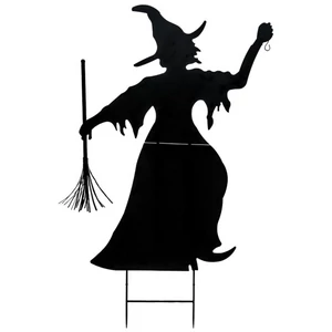 EUROPALMS Silhouette Metal Witch with Broom, 150cm