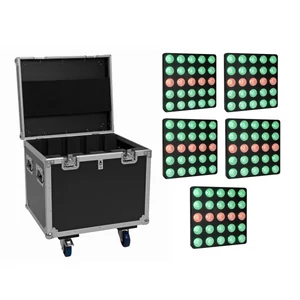 EUROLITE Set 4x LED Pixel Matrix Panel 5x5 RGB/WW + Flightcase with wheels