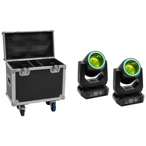 EUROLITE Set 2x LED TMH-B120 Hypno Moving-Head Beam + Flightcase with wheels