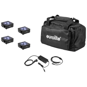 EUROLITE Set 4x AKKU Flat Light 3 bk + Charger + Soft-Bag