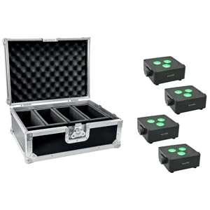 EUROLITE Set 4x AKKU IP Flat Light 3 bk + Case