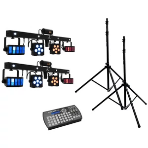 EUROLITE Set 2x LED KLS Laser Bar PRO + Easy Show + 2x M-4 Speaker System Stand