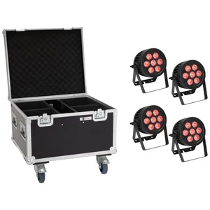EUROLITE Set 4x LED IP PAR 7x8W QCL Spot + Case with wheels