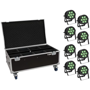 EUROLITE Set 8x LED IP PAR 7x9W SCL Spot + Case with wheels