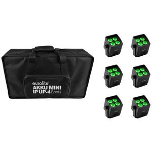 EUROLITE Set 6x AKKU Mini IP UP-4 QCL Spot MK2 + Soft Bag
