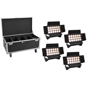EUROLITE Set 4x Multiflood IP 18x10W RGBW Wash CRMX + Case with wheels