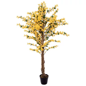 EUROPALMS Forsythia tree with 3 trunks, artificial plant, yellow, 150cm