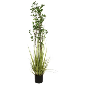 EUROPALMS Evergreen shrub with grass, artificial plant, 182cm