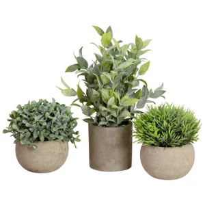 EUROPALMS Table plants in pots, artificial plant, Set of 3