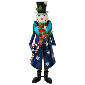 EUROPALMS Snowman with Coat, Metal, 150cm, blue