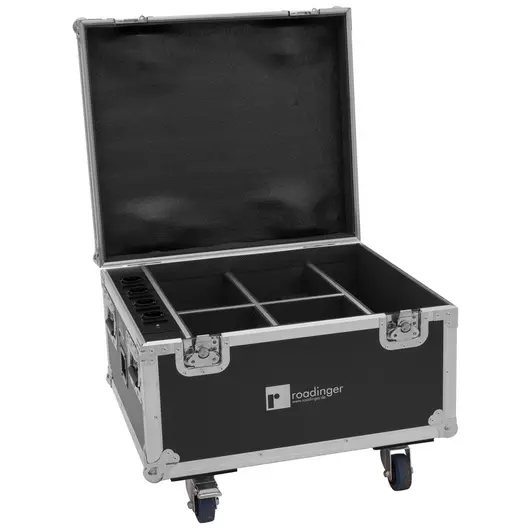 ROADINGER Flightcase 4x AKKU IP PAR 7 QCL WDMX with charging function