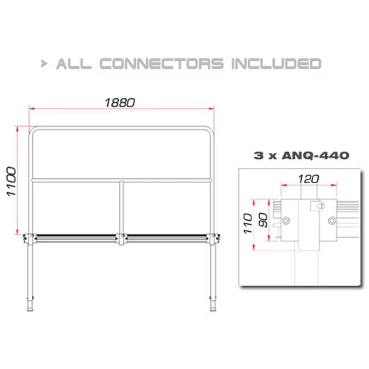 GUIL TMQ-02/440 Stage Rail 188 cm (Aluminium Version)