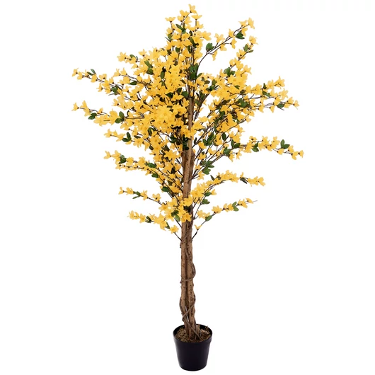 EUROPALMS Forsythia tree with 3 trunks, artificial plant, yellow, 150cm