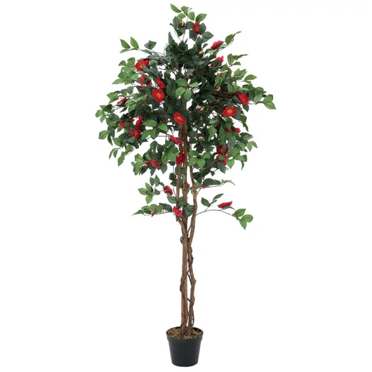 EUROPALMS Camelia red cemented, artificial plant, 180cm