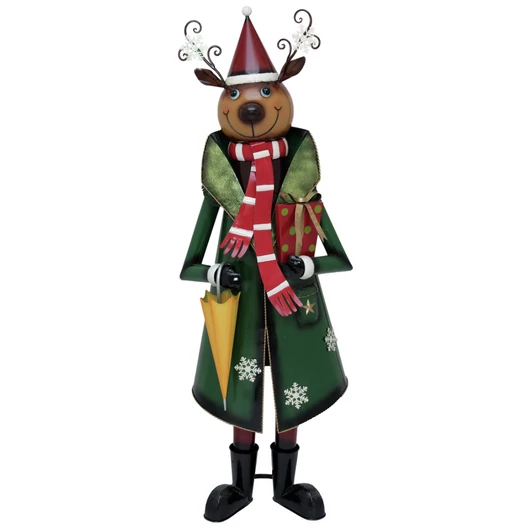 EUROPALMS Reindeer with Coat, Metal, 155cm, green