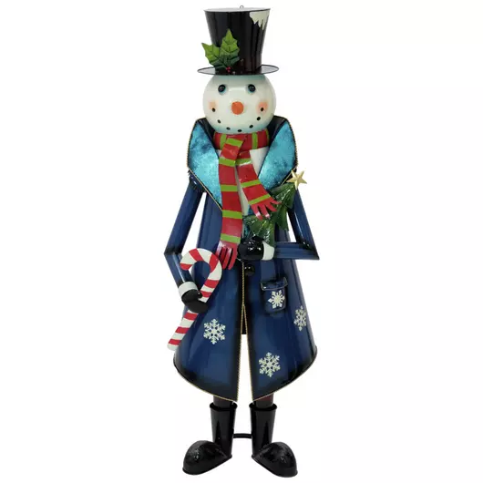 EUROPALMS Snowman with Coat, Metal, 150cm, blue