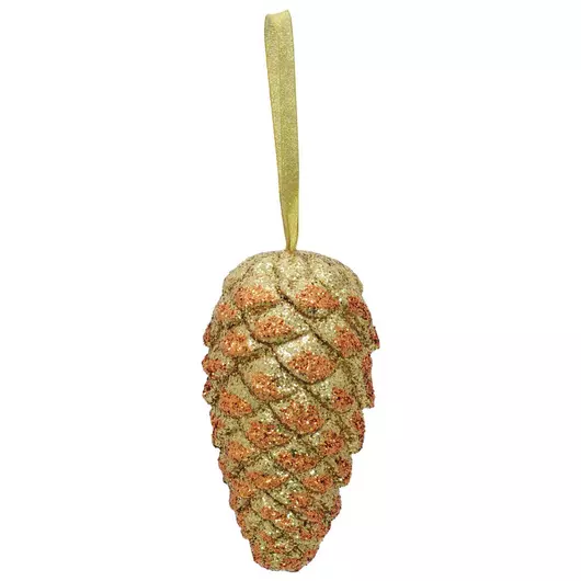 EUROPALMS Pinecone hanger, glitter, gold, 18cm