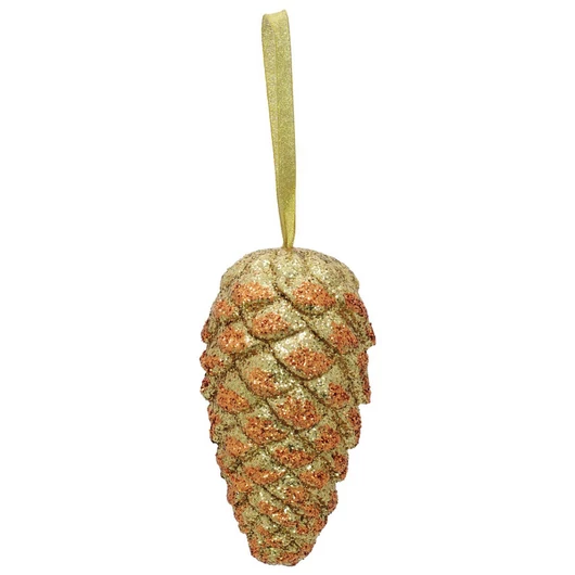 EUROPALMS Pinecone hanger, glitter, gold, 18cm