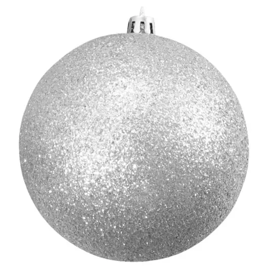 EUROPALMS Deco Ball 10cm, silver, glitter 4x