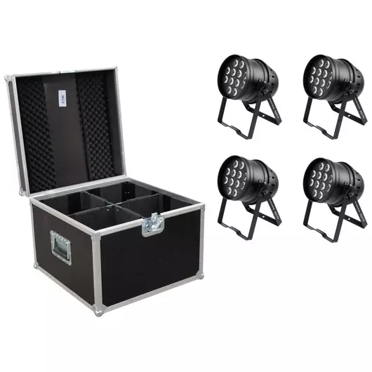 EUROLITE Set 4x LED PAR-64 HCL 12x10W bk + Case