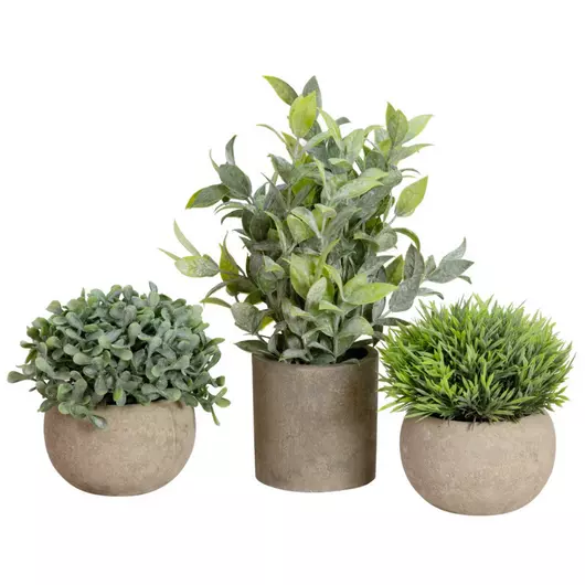 EUROPALMS Table plants in pots, artificial plant, Set of 3