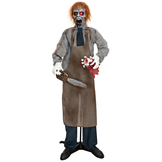 EUROPALMS Halloween Figure Zombie with chainsaw, animated, 170cm