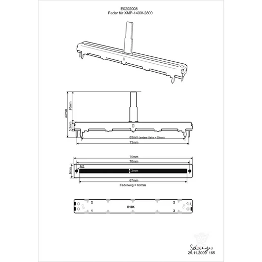  Fader 10KB 60mm XMP-1400/-2800