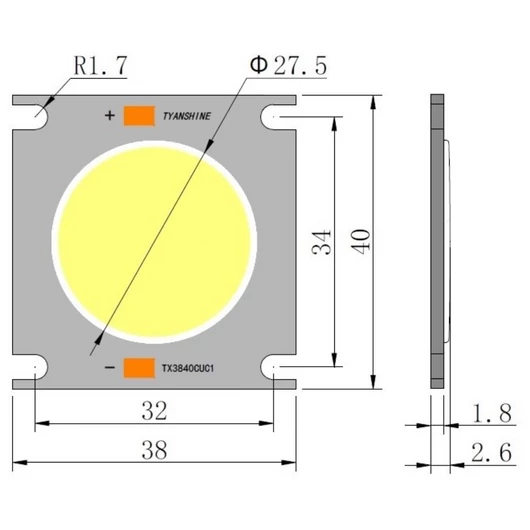  LED COB 150W 3000K LED PFE-120 (TX-3840W150D180CUY-C02AH95)