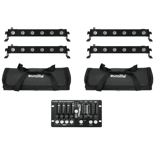 EUROLITE Set 4x LED BAR-6 QCL RGBW + 2x Soft Bag + Controller