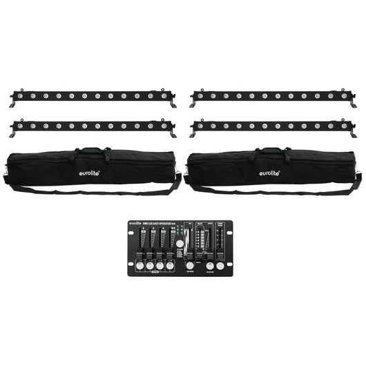 EUROLITE Set 4x LED BAR-12 QCL RGBW + 2x Soft Bags + Controller