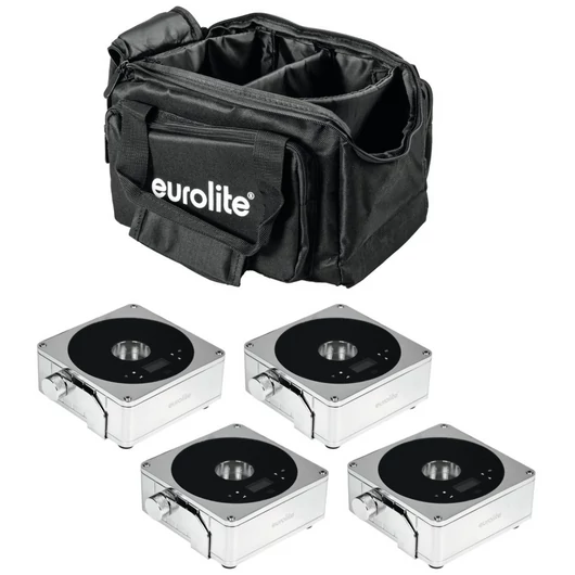 EUROLITE Set 4x AKKU IP Flat Light 1 chrome + Soft-Bag