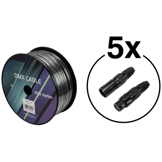 EUROLITE Set DMX cable 2x0.22 100m sw + 10 connectors