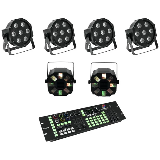 EUROLITE Set 4x LED SLS-7 HCL Floor + 2x LED FE-700 + DMX LED Color Chief Controller