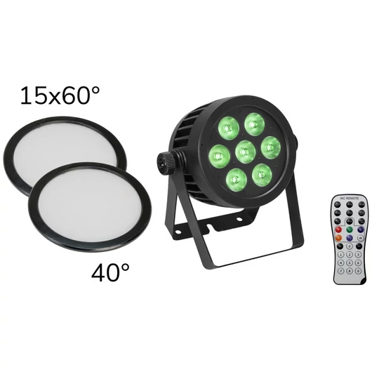 EUROLITE Set LED IP PAR 7x8W QCL Spot + 2x Diffuser cover (15x60° and 40°)