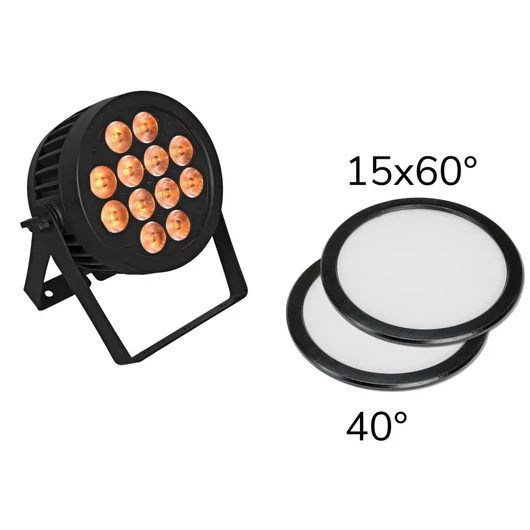 EUROLITE Set LED IP PAR 12x8W QCL Spot + 2x Diffuser cover (15x60° and 40°)