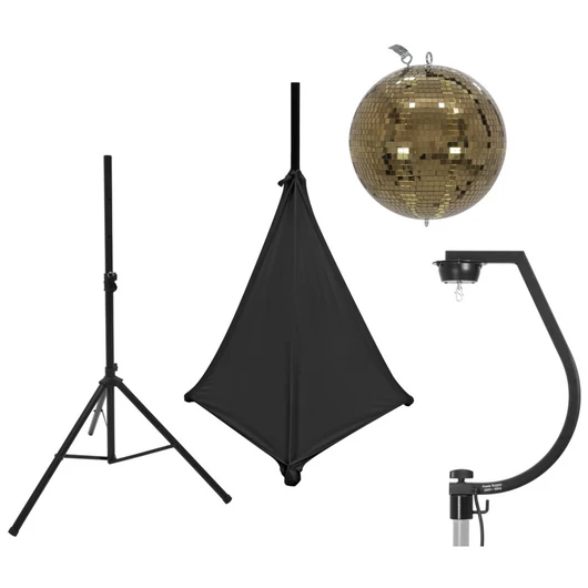 EUROLITE Set Mirror ball 30cm gold with stand and tripod cover black