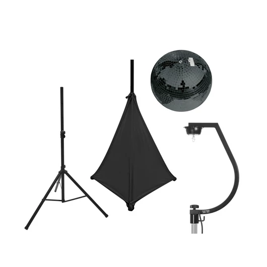 EUROLITE Set Mirror ball 30cm black with stand and tripod cover black