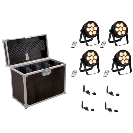 EUROLITE Set 4x LED 4C-7 Silent Slim Spot + USB QuickDMX + Case