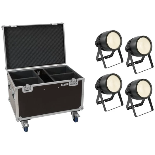 EUROLITE Set 4x LED Theatre COB 200 WW + Case  with wheels