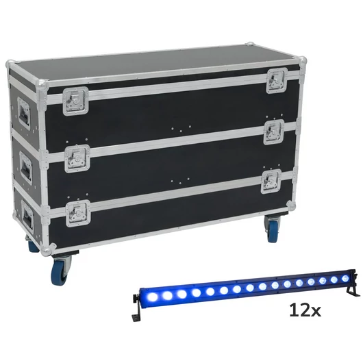 EUROLITE Set 12x LED IP T-Bar 16 QCL Bar + Case with wheels