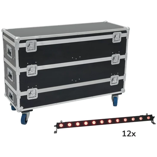 EUROLITE Set 12x LED BAR-12 QCL RGB+UV Bar + Case with wheels