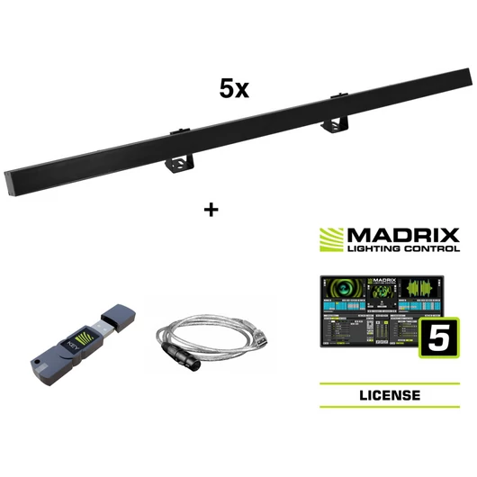 EUROLITE Set 5x LED PR-100/32 Pixel DMX Rail bk + Madrix Software