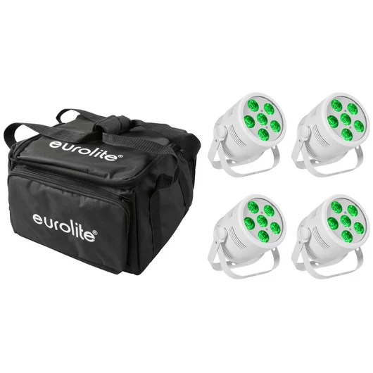 EUROLITE Set 4x LED Silent Par 6 QCL Floor wh + Soft Bag