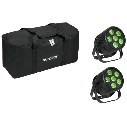 EUROLITE Set 2x LED Silent Par 6 QCL floor bk + Soft Bag