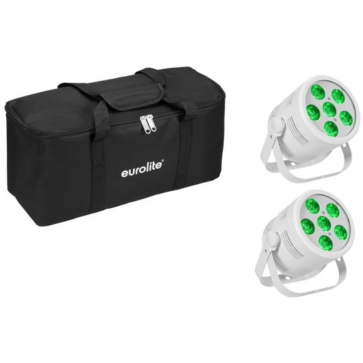 EUROLITE Set 2x LED Silent Par 6 QCL Floor wh + Soft Bag