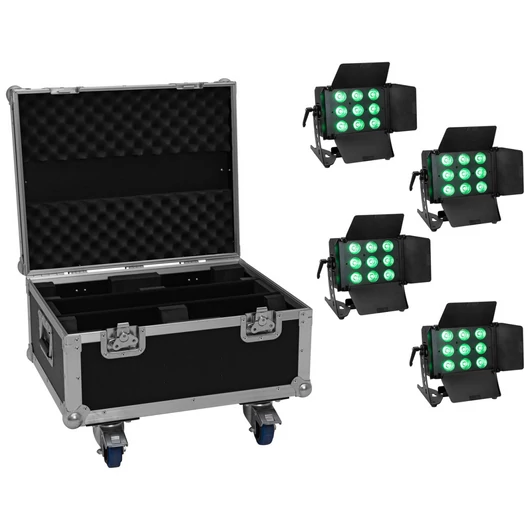 EUROLITE Set 4x LED CLS-9 QCL RGB/WW 9x7W + Case