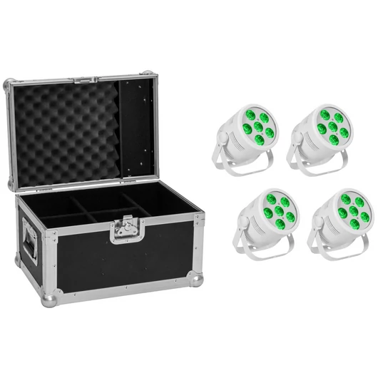 EUROLITE Set 4x LED Silent PAR 6 QCL Floor wh + Case