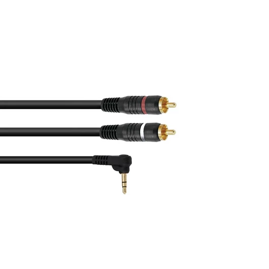 OMNITRONIC Adaptercable 3.5 Jack 90°/2xRCA 3m bk