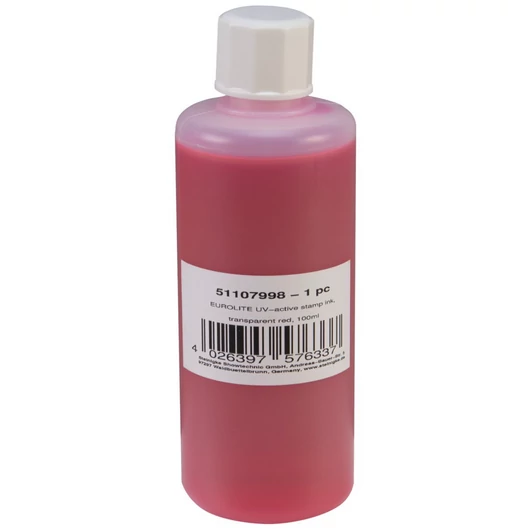 EUROLITE UV-active Stamp Ink, transparent red, 100ml