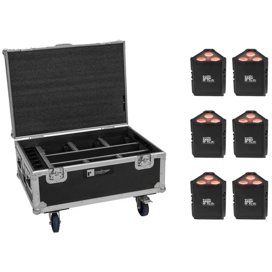 EUROLITE Set 6x AKKU IP TL-3 QCL + Case with wheels and charging function